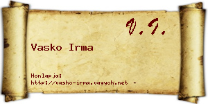 Vasko Irma névjegykártya